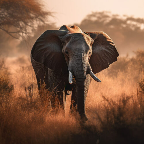 en elefant i Kenya springer mot kameran 